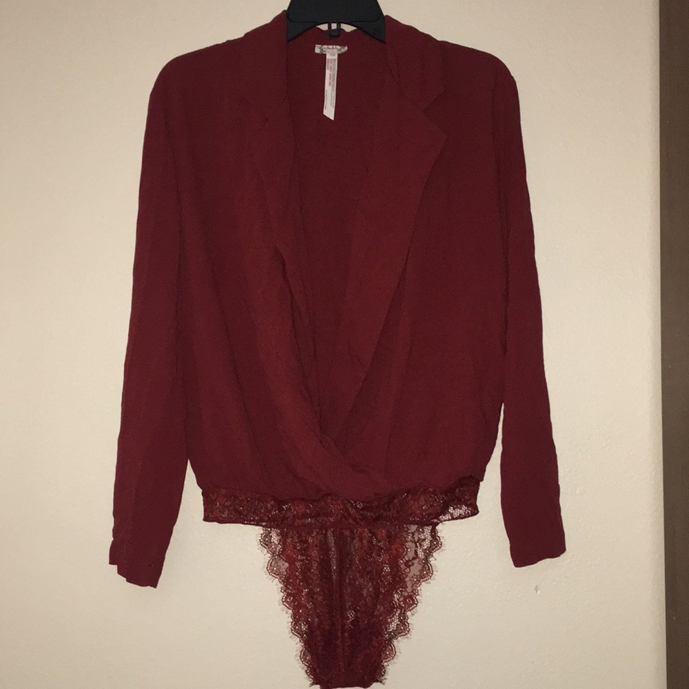 Free people Intimately maroon shirt onsie